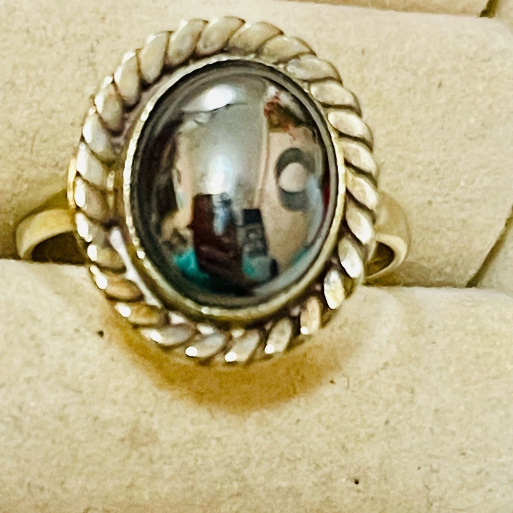 VTG NATIVE AMERICAN Sterling Silver Hematite Ring Size 6.25-6.5